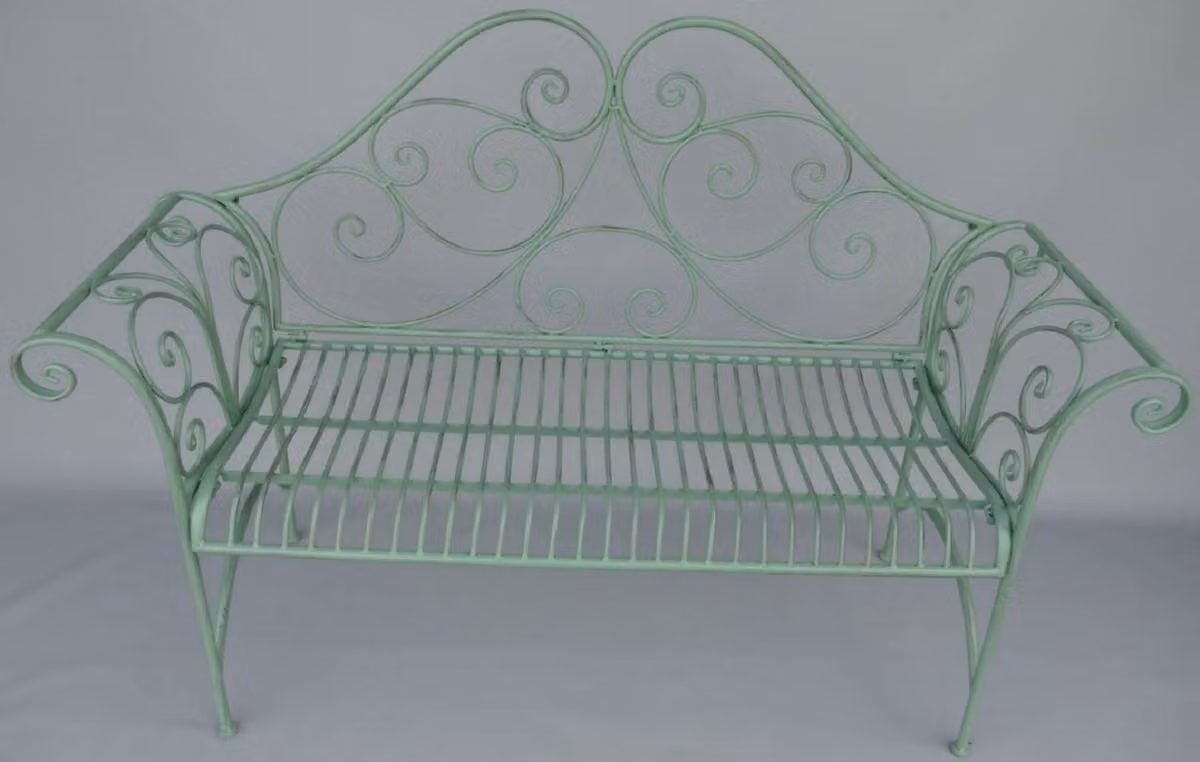 Casa Padrino Panca da giardino in stile liberty verde rustico 137 x 49 x h. 96 cm - Panca nostalgica - Arredo Giardino e Patio