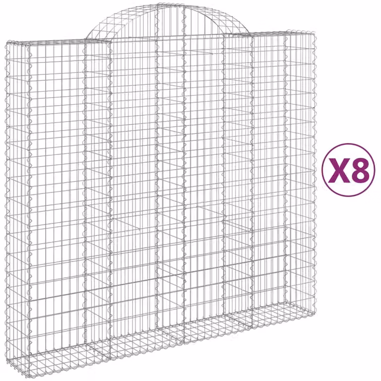 Cesti Gabbioni ad Arco 8 pz 200x50x180/200 cm Ferro Zincato