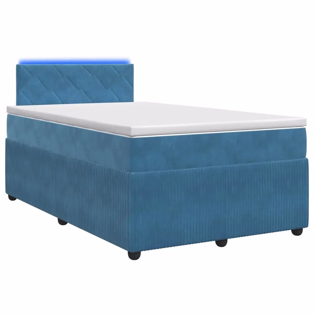 Letto box spring ibrido vidaXL in velluto blu con materasso a molle insacchettate e base contenitore, L/P: 120 x 200 cm – 2