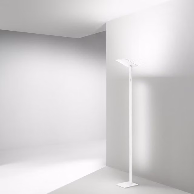 Lampada da terra LED Perenz Quadra bianca, regolabile e dimmerabile in metallo