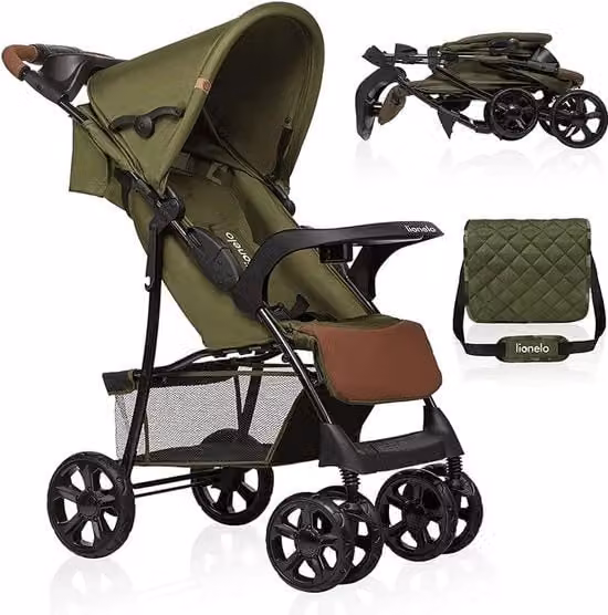 Buggy leggero fino a 15 kg, Carriolo per bambini da circa 6 mesi a circa 3 anni, Carrello con cinture di sicurezza a 5 punti, Regolazione di reclinazione fino a posizione da lettino, Sistema di ripiegamento rapido