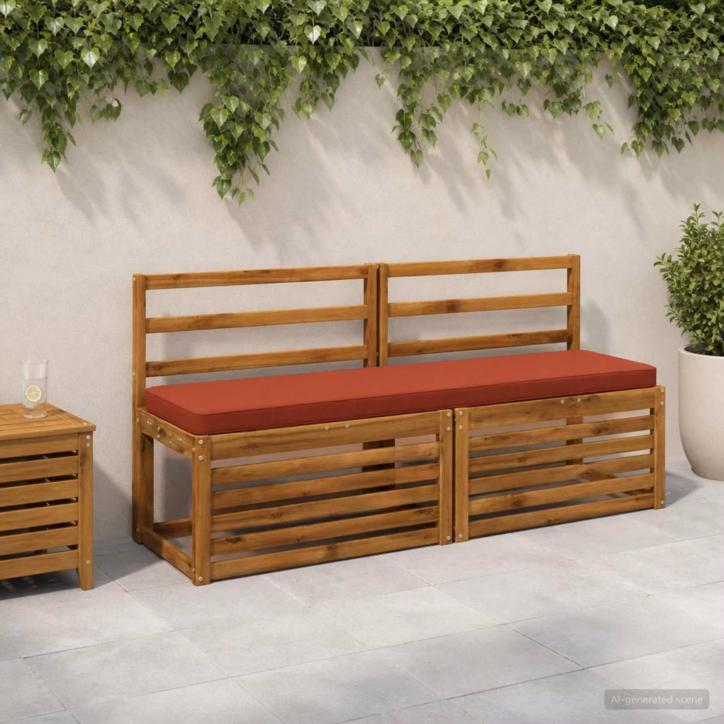 Cuscino per panchina vidaXL VUGHT rosso in poliestere con rivestimento rimovibile e resistente ai raggi UV