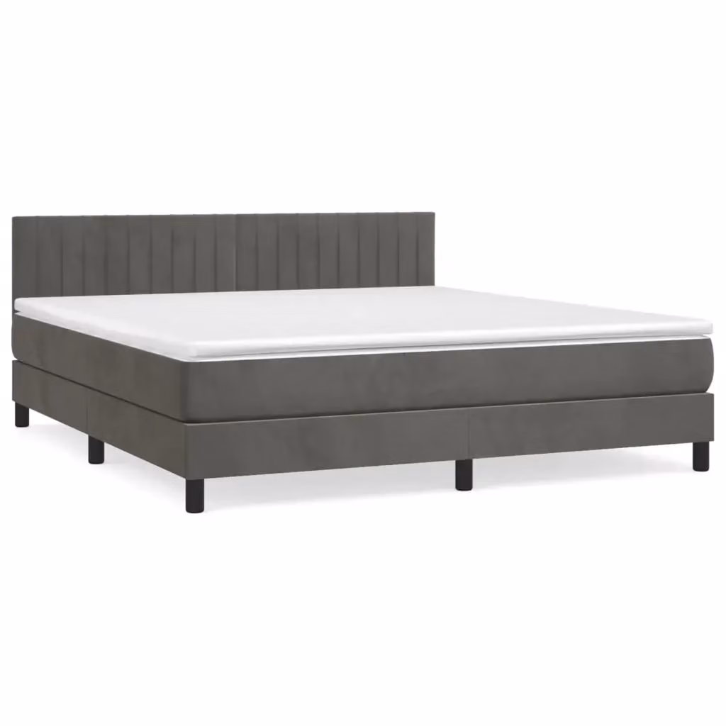 Letto Ibrido con Giroletto a Molle e Materasso vidaXL in Velluto Grigio e Bianco L/P/H: 160 x 200 x 78 cm – 2