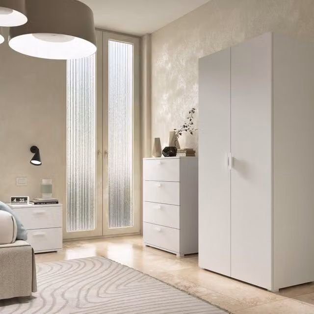 Comò moderno con 4 cassetti bianco L: 70 cm, P: 39 cm, H: 98 cm