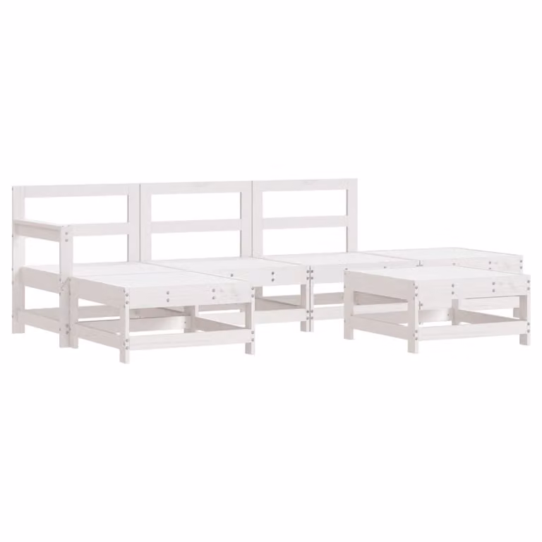 Set Salotto da Giardino 6 pz Bianco in Legno Massello di Pino