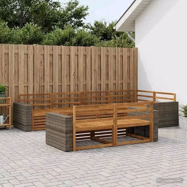 Set di 7 divani da esterno moderni vidaXL in legno di acacia colore marrone
