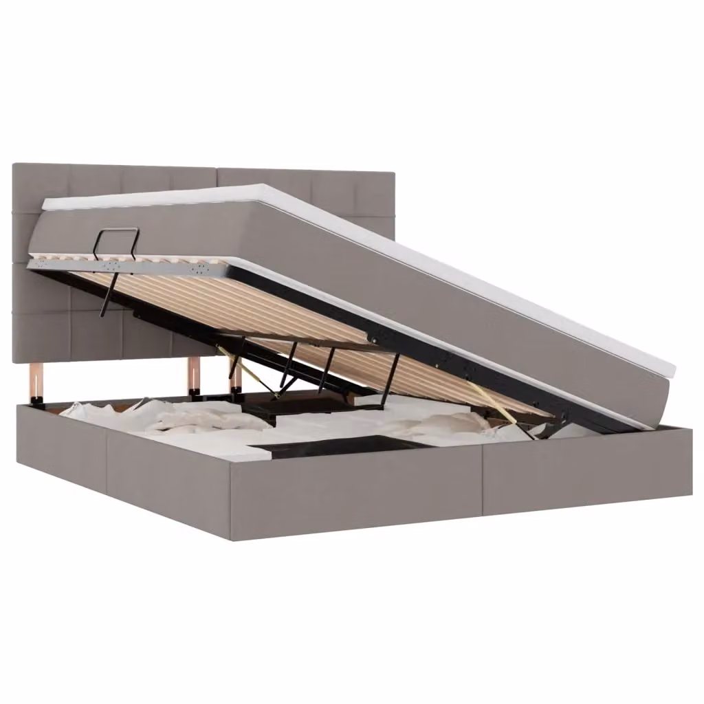 Letto con contenitore e illuminazione LED vidaXL, colore beige o grigio, L/P/H: 180 x 200 x 128 cm – 2