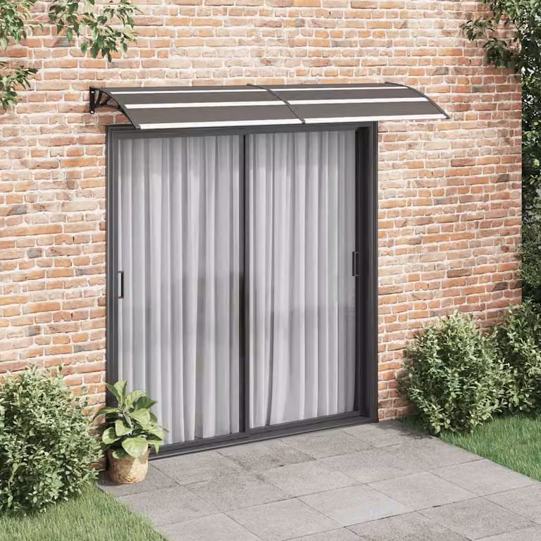 Pensilina per porta vidaXL in policarbonato e alluminio, colore nero, L: 240 cm, P: 75 cm