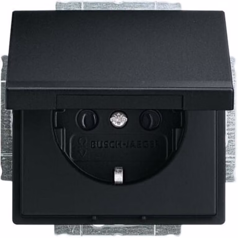 Busch-Jaeger 20 EUK-885 Presa di corrente con coperchio a cerniera Future Linear nero/opaco