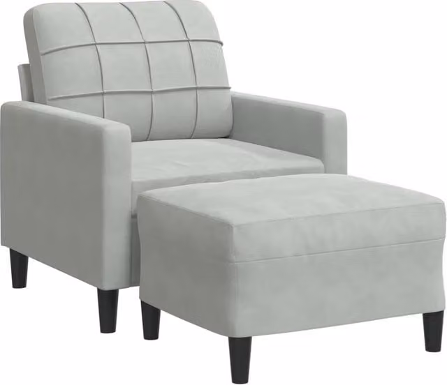 Poltrona | Sedia Relax con Poggiapiedi Grigio Chiaro 60 cm in Velluto