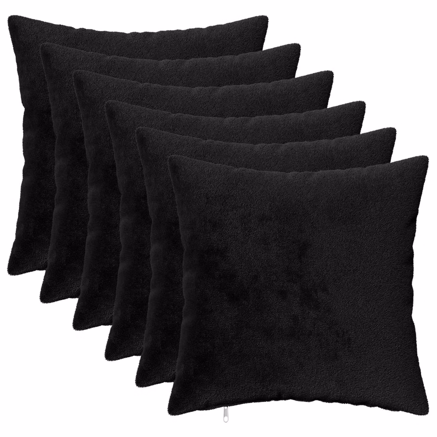 Set di 6 federe vidaXL HEERLEN in flanella nera, L 35 x P 35 cm
