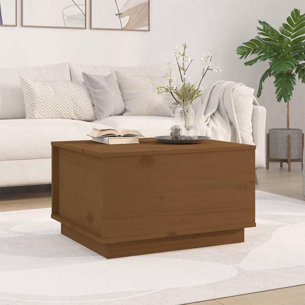 vidaXL Tavolino da Salotto Rettangolare in Legno di Pino Rustico Marrone L/P/H: 60 x 50 x 35 cm