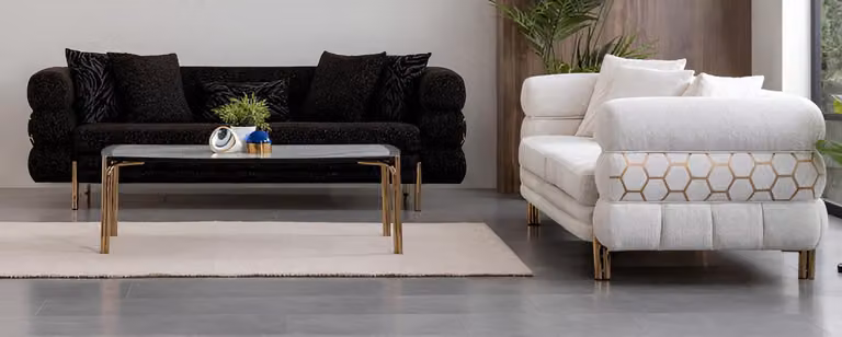 Set di divani: divano a 4 posti, divano a 3 posti e tavolino in stile moderno