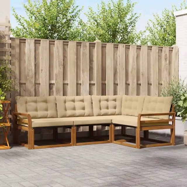 Set di divani da esterno 4 pz Naturale e Beige 3369412