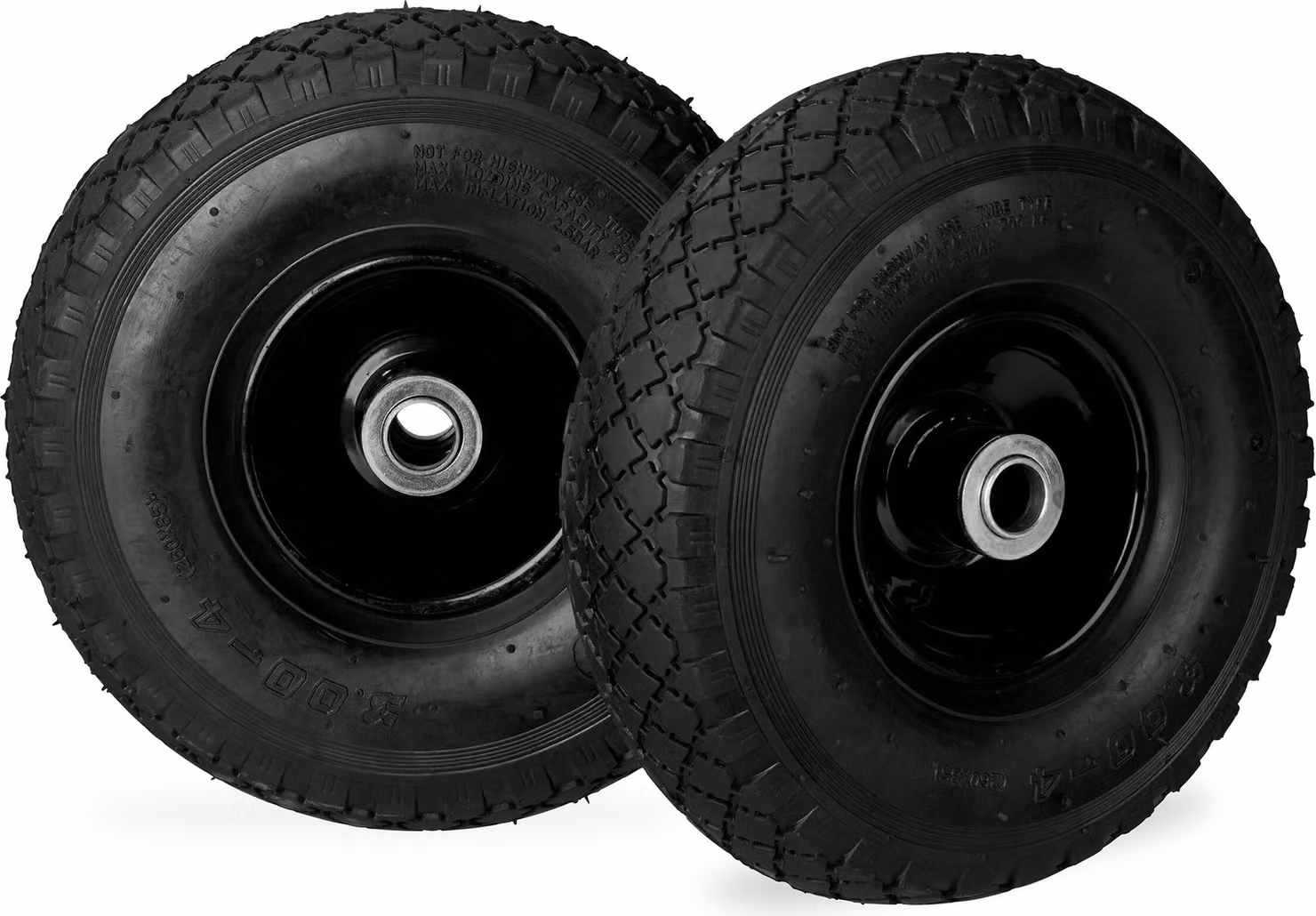 Set di 4 ruote per carrello a mano 3.00-4, con pneumatici, portata fino a 100 kg, 260 x 85 mm, ruota di ricambio per carrello a mano, cerchio in acciaio, nero