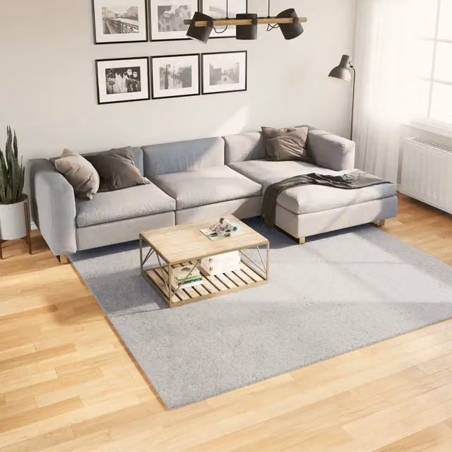 Tappeto Quadrato Moderno vidaXL Grigio Lavabile e Antiscivolo L/P: 240 x 240 cm