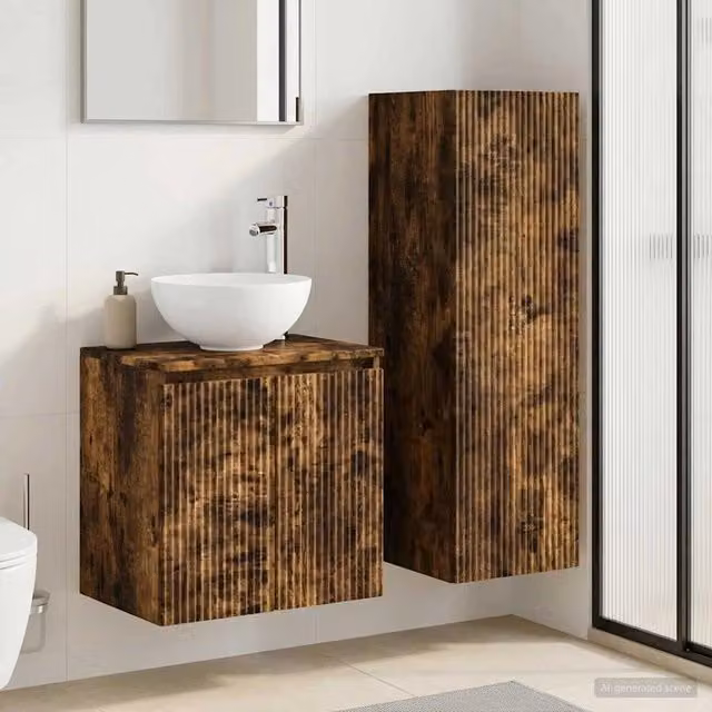 Set di mobili per il bagno 2 pz Rovere Fumo 33 x 34,5 x 100 cm 3406118