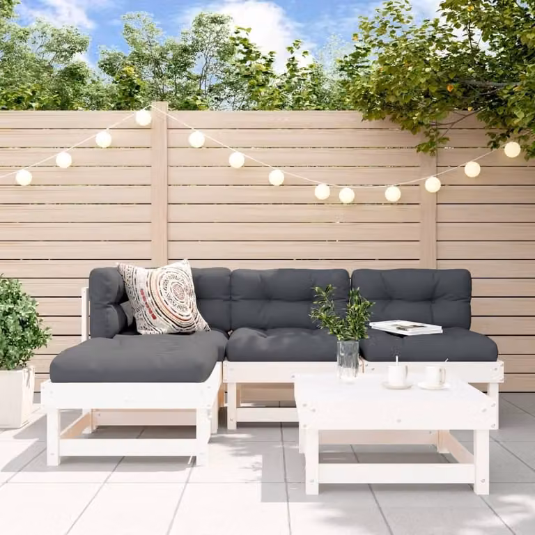Maison Exclusive - Set Salotto da Giardino 5 pz Bianco in Legno Massello di Pino