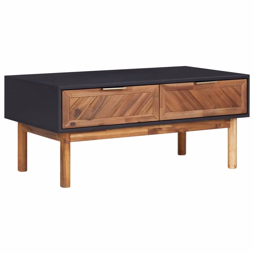 Tavolino 90x50x40 cm in legno massiccio di acacia e MDF