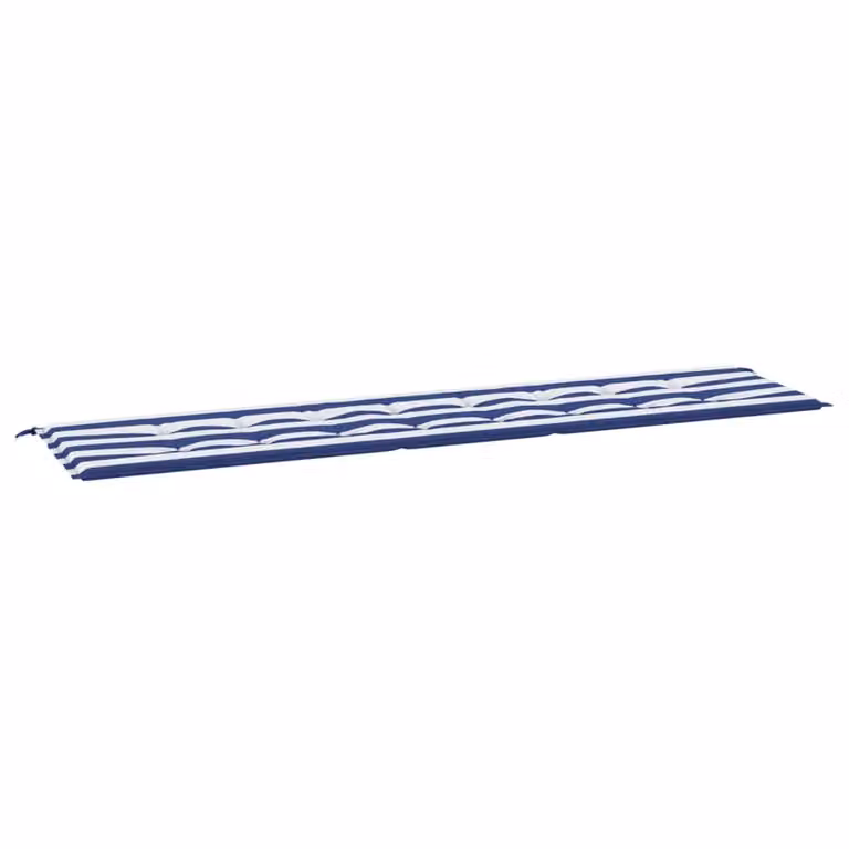 Cuscino Panca Giardino Righe Bianche e Blu 200x50x4 cm Tessuto