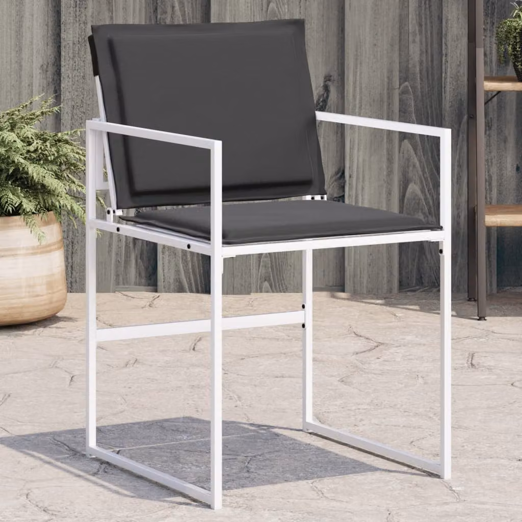 Set di 4 sedie da giardino vidaXL in acciaio verniciato e textilene con cuscini bianchi