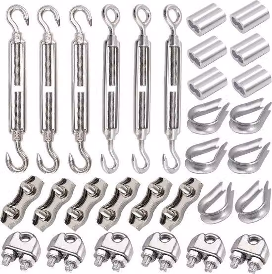 Set M5 da 30 pezzi con dadi tubolari in acciaio inossidabile, fermacavi da 3 mm in acciaio inossidabile, cavi da 3 mm e morsetti in alluminio da 3 mm per filo sabbiato per l'affilatura