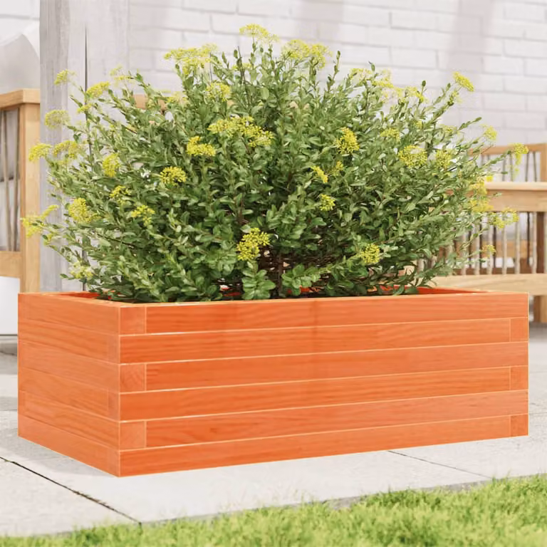 Fioriera da giardino vidaXL in legno di pino marrone e arancione L: 70 cm, P: 40 cm, H: 23 cm