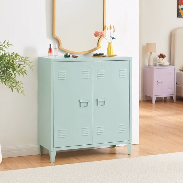 Armadietto da ufficio Oripää en.casa in acciaio verde pastello opaco L: 80 cm, P: 33 cm, H: 90 cm