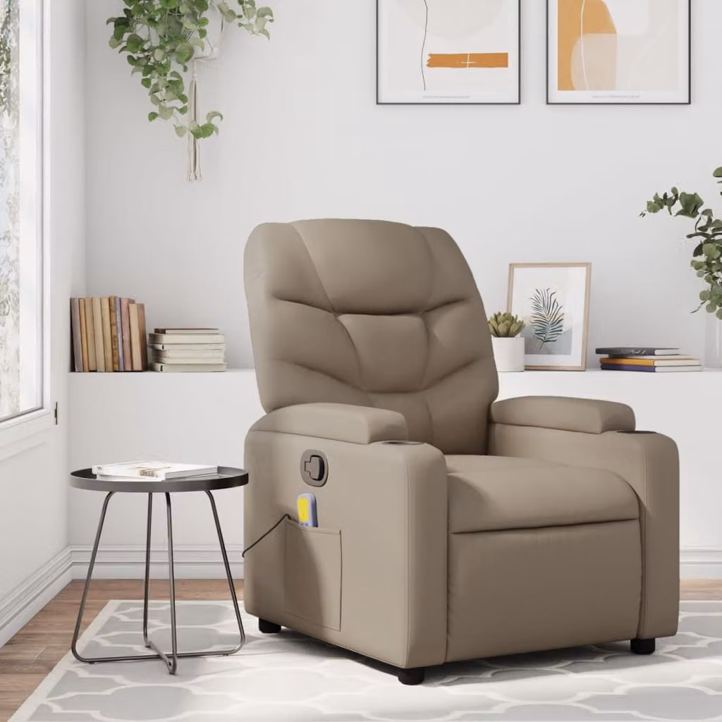 Poltrona Reclinabile Relax vidaXL in Similpelle Beige e Marrone con Braccioli