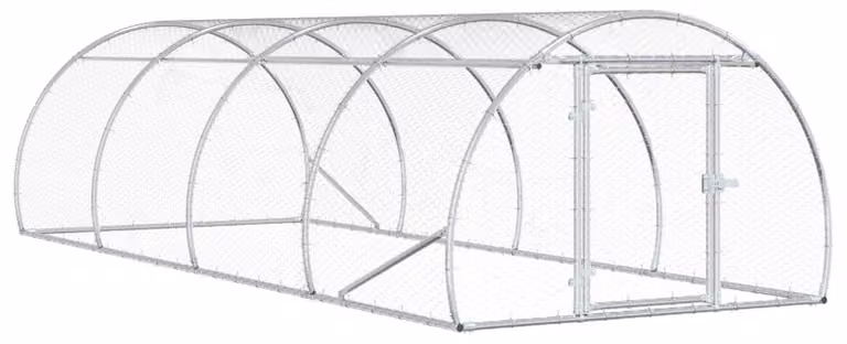 Alloggio per polli, modello Silber, dimensioni 400 x 150 x 100 cm, realizzato in acciaio zincato