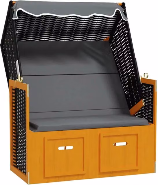 Strandkorb con tettoia in polyrattan e legno massello antracite 02_0012164