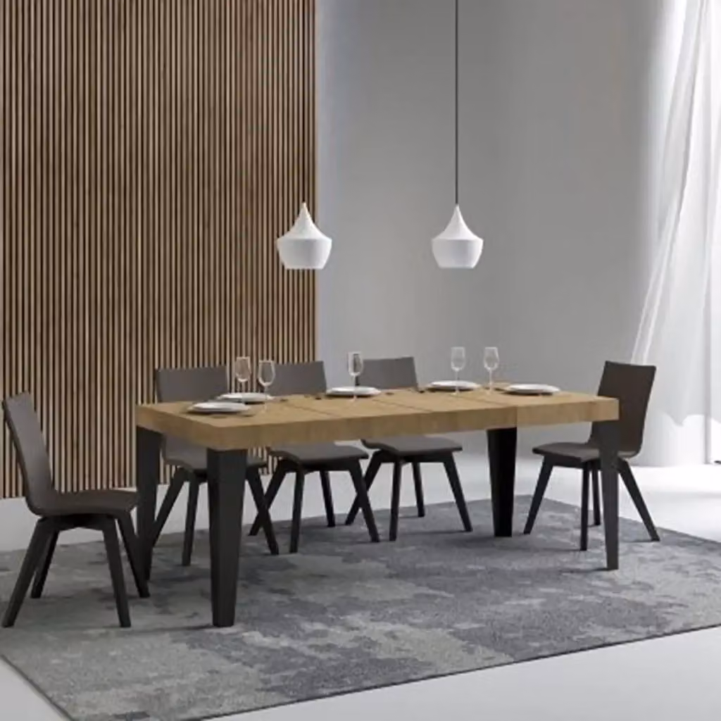 Tavolo allungabile Itamoby Flame Premium in finitura quercia natura con gambe antracite, L: 120/380 cm, P: 90 cm – 2