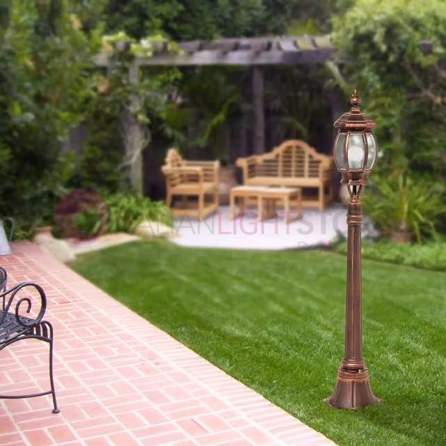 ENEA Lampione a 1 luce h.119 in Alluminio per Esterno Vialetto Giardino NERO-RAME
