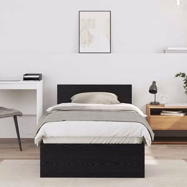 Struttura del letto con giroletto in legno Rovere Nero L/P/H: 200 x 90 x 70 cm