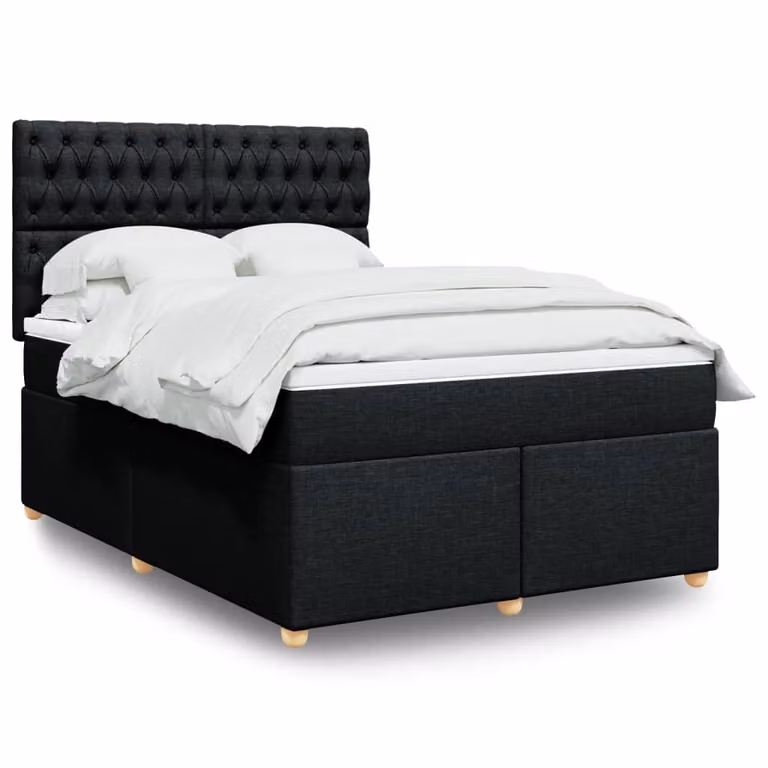 vidaXL Giroletto a Molle Ibrido con Materasso in Tessuto Nero L/P/H: 140 x 190 x 150,5 cm