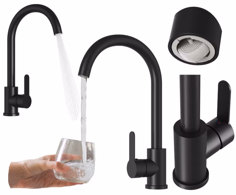 Granitan - Rubinetto da cucina - Rubinetto per lavello - Orientabile a 360° - Cartuccia in Vetroceramica - Nero - PRESTIGE PLUS