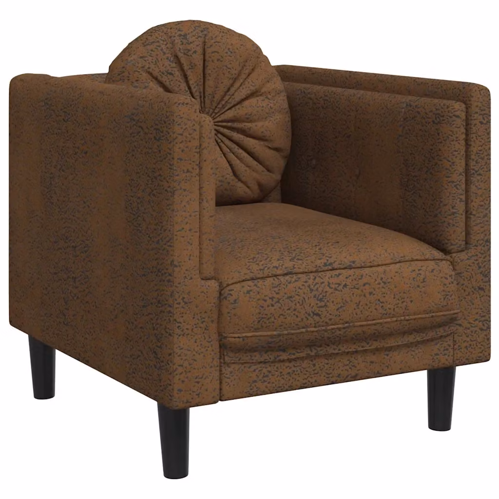Poltrona Lounge Moderna vidaXL in Similpelle Marrone con Cuscino in Schiuma – 2