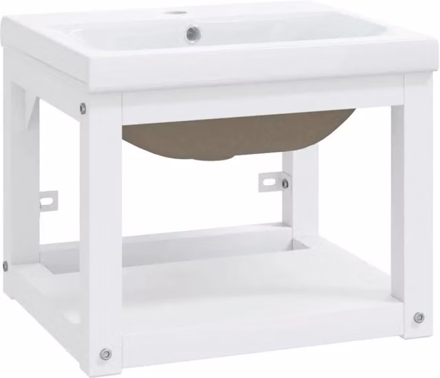 Telaio per Lavabo da Bagno con Lavabo Integrato Bianco in Ferro DESIGN IN CFW4841821 L: 48 cm, P: 38 cm, H: 31 cm