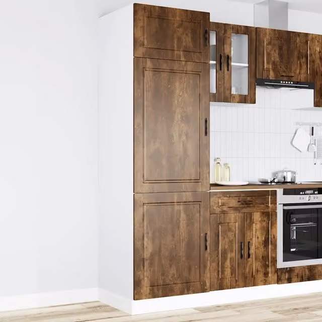 Armadio da Cucina-Credenza da Cucina Porto Rovere Fumo in Legno Multistrato