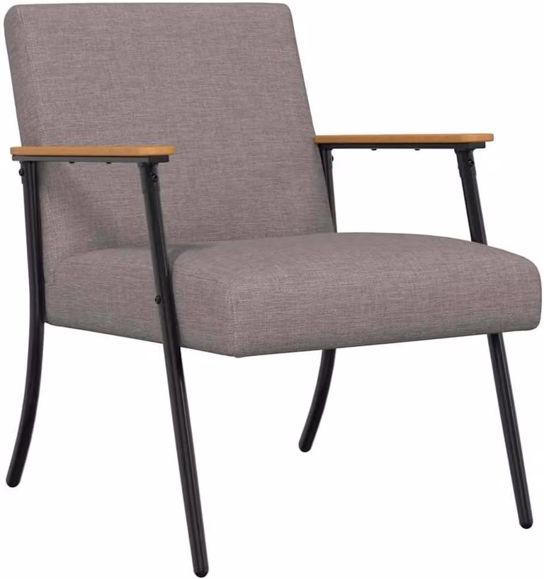 Poltrona in velluto color tortora, design moderno, dimensioni 59x75x78 cm, struttura in acciaio. Ergonomica e confortevole, ideale per il soggiorno, la camera da letto o un angolo lettura