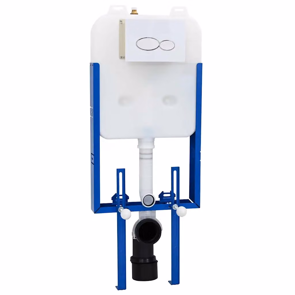 vidaXL Telaio per WC sospeso con cassetta in acciaio bianco, regolabile in altezza, L: 50 cm, P: 8 cm, H: 131 cm