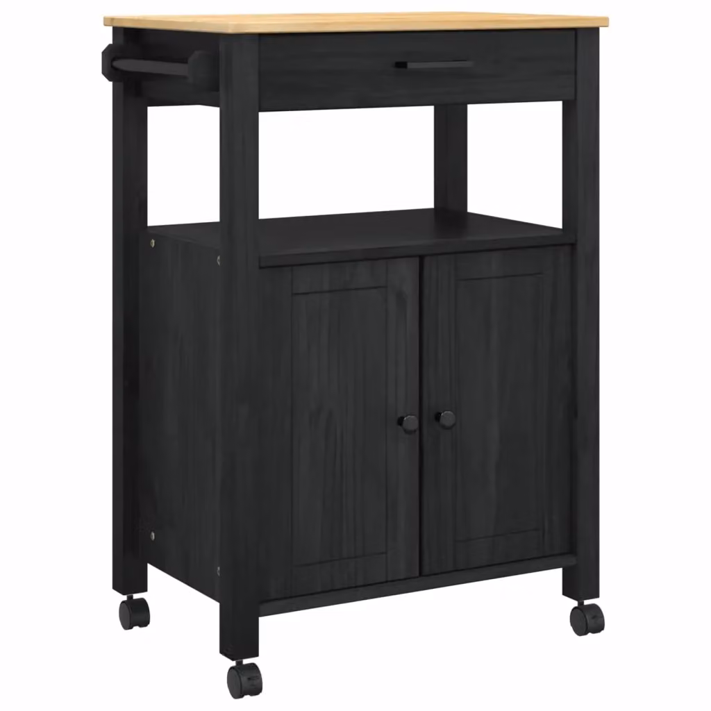Carrello da cucina moderno vidaXL in legno nero L: 88,5 cm, P: 40 cm, H: 60 cm – 2