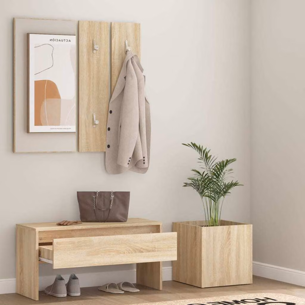The Living Store Set di mobili per corridoio in legno rovere Sonoma