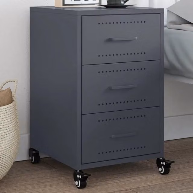 Comodino da notte Design Mania in metallo antracite opaco L/P/H: 36 x 39 x 59 cm