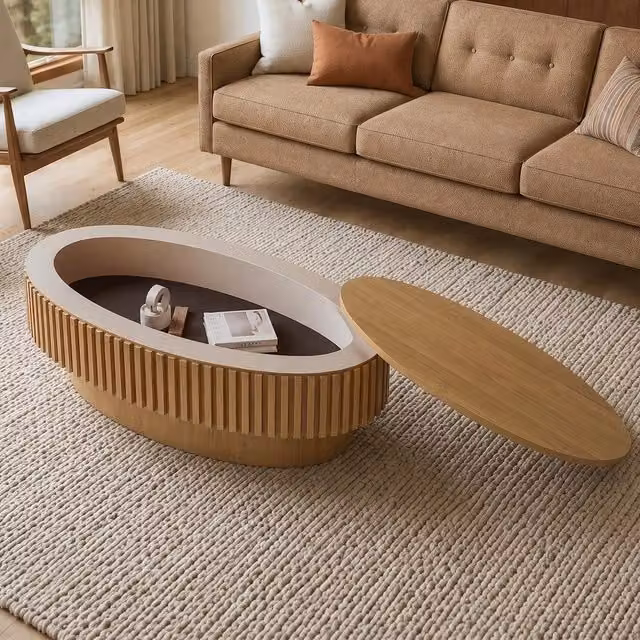 Tavolino da caff¨¨ moderno con cassetto ¨C Minimal ¨C 98cm effetto legno naturale per soggiorno