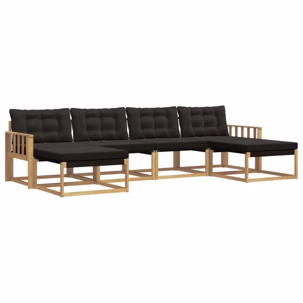 Set di divani da esterno moderno vidaXL in legno di acacia e textilene, 6 pezzi, Bianco e Nero – 2