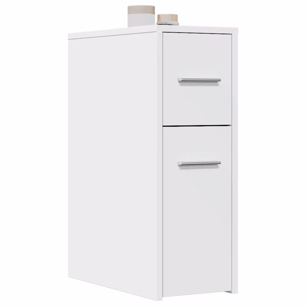 Armadietto da bagno bianco vidaXL con ante a cerniera e cassetti in legno e MDF