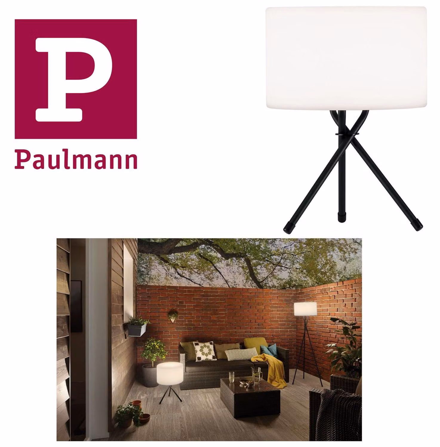 Paulmann Lampada da esterno, lampada da tavolo portatile Tripod IP44, dimmerabile, alimentazione a batteria