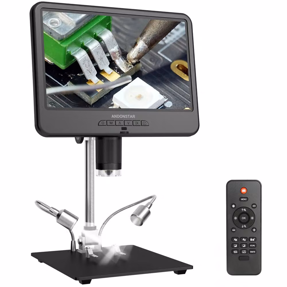 Microscopio digitale LCD da 10,1 pollici, con ingrandimento da 500x a 1500x, luci LED regolabili, zoom da 50 a 1600x
