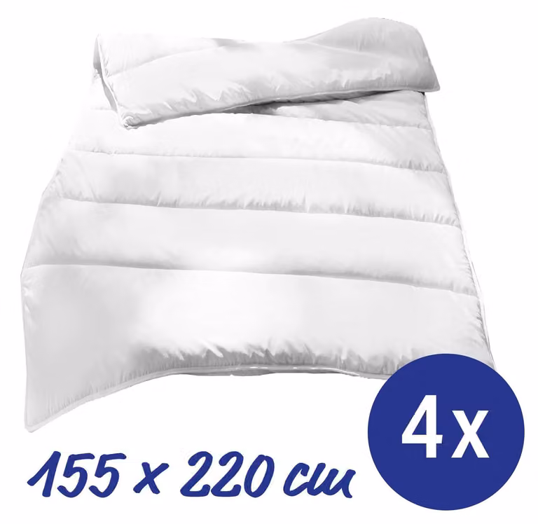 Piumino trapuntato in microfibra per tutte le stagioni, 4 x 155 x 220 cm, peso dell'imbottitura: circa 900 g, extra leggero